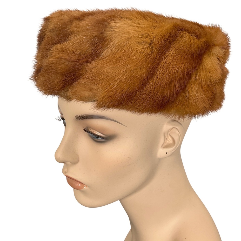Vintage Real Mink Pillbox Hat Womens Small 1930s-40s Formal Unbranded Retro